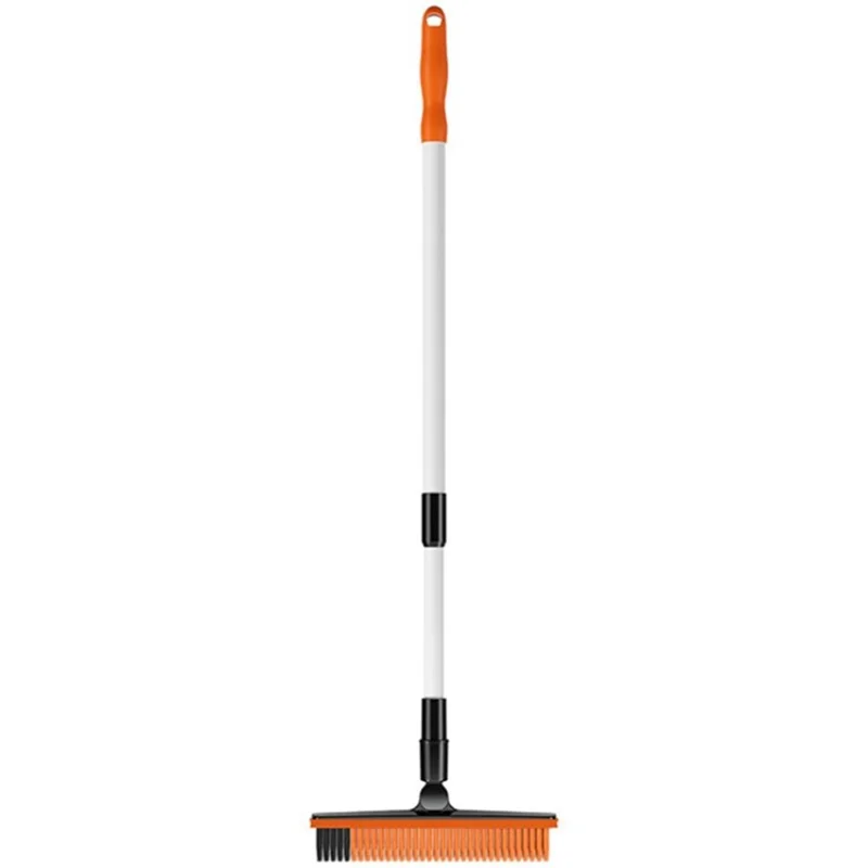 Bathroom Kitchen Floor Scrub Brush 2 in 1 Floor Tile Cleaning Brush with Long Handle - Orange