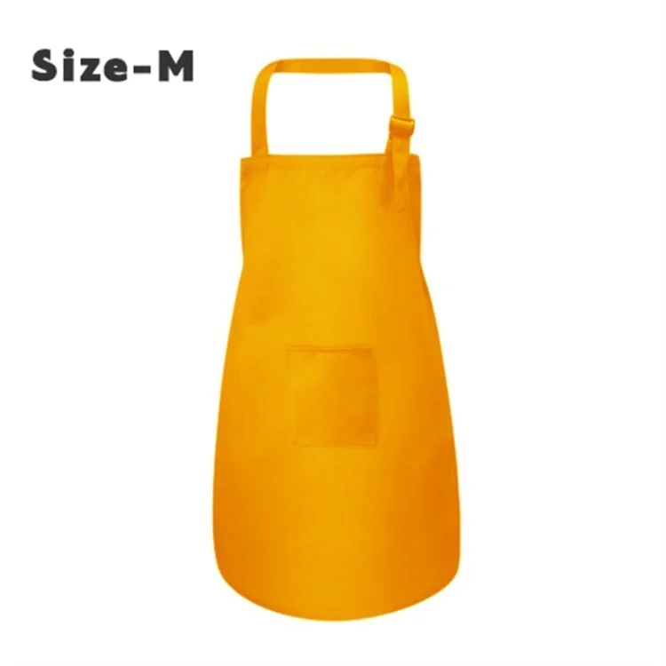 Children Apron Adjustable Strap Painting Cooking Kitchen Chef Apron with Pocket - Orange / Size M