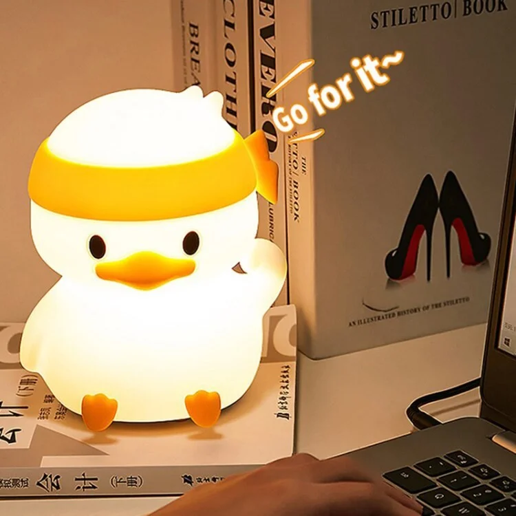 Luz de Silicona LED USB Recargable Lámpara de Pato de Buena Suerte de Buena Suerte Con Cambio de Color