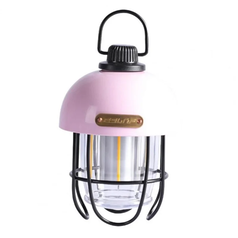 ESLNF USB Camping Light Retro LED Emergency Tent Lamp Campsite Lantern Outdoor Camping Hiking Fishing Night Light - Pink