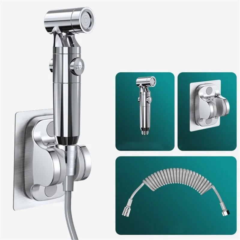 Handheld Bidet Sprayer for Toilet Bathroom Baby Cloth Diaper Sprayer - Silver / Set A