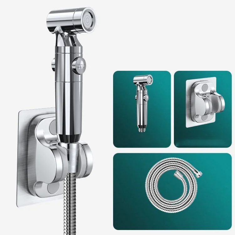 Handheld Bidet Sprayer for Toilet Bathroom Baby Cloth Diaper Sprayer - Silver / Set B