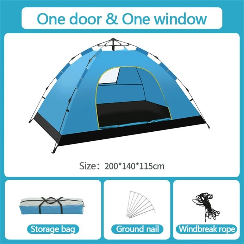 Camping Tent Waterproof UV Protection Outdoor Picnic Easy Open Automatic Tent - Blue