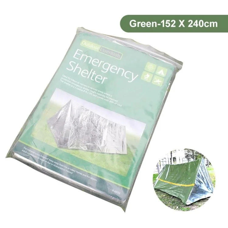Tienda Térmica de Supervivencia de Rescate de Refugio de Emergencia Para Acampar, Senderismo (sin Bolsa de Foca) - Verde / 152x240cm