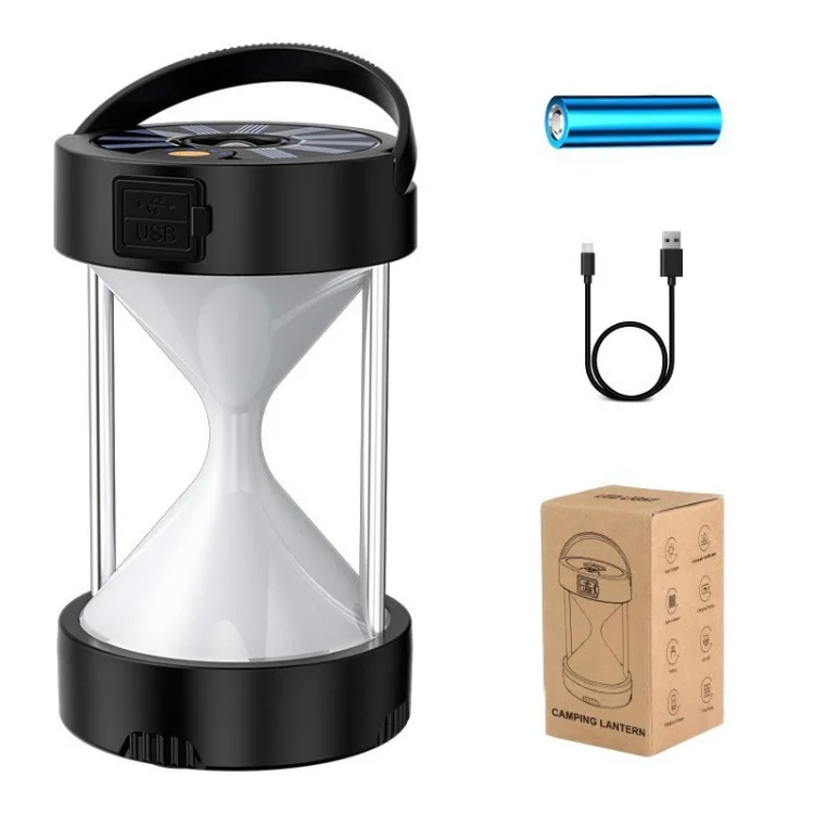 5809 Lumo Per Esterni Per Esterni Per Clessidrale a Clessidrale Lantern Lancia da Campeggio Ricaricabile USB di Tipo c USB - Nero / Stile B
