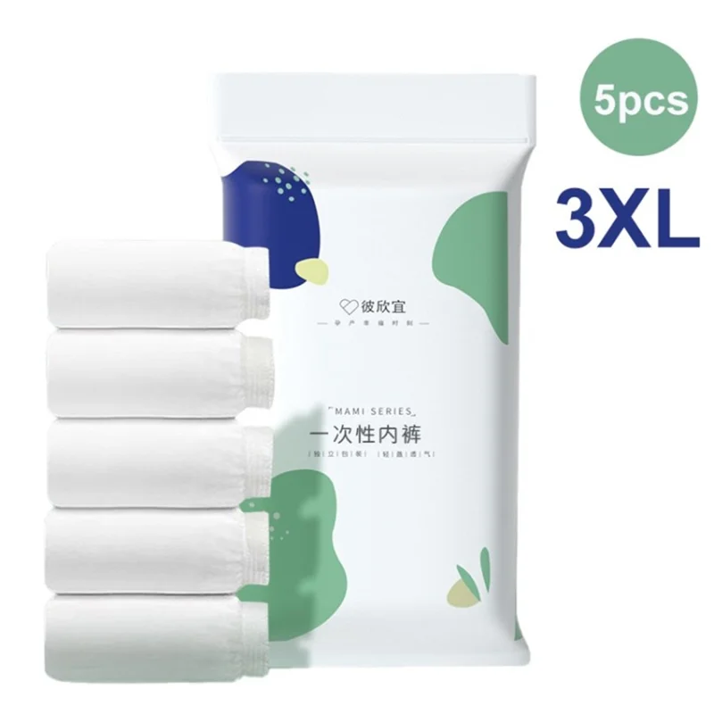 5Pcs Pregnant Women Postpartum Disposable Underwear Maternity Panties Underpants - White / 3XL