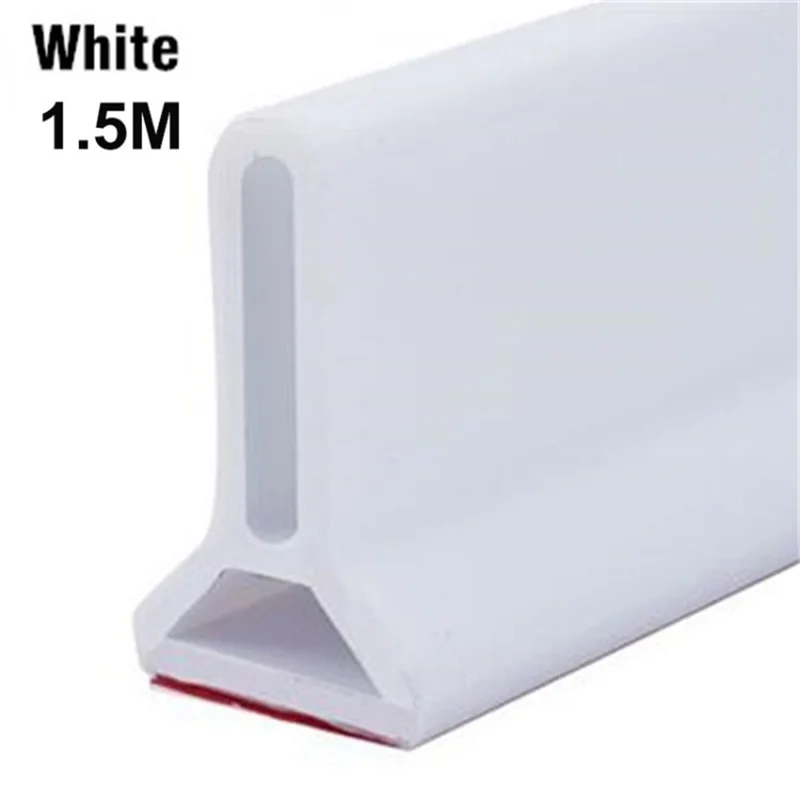 Bathroom Water Stopper Self-adhesive TPE Floor Water Retaining Strip - White / 1.5m