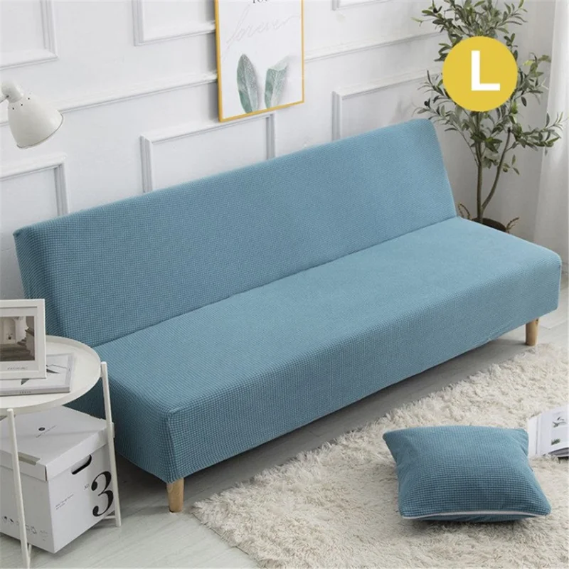 Anti-dust Sofa Cover Elastic No Armrest Sofa Bed Protective Slipcover - Blue / Size L