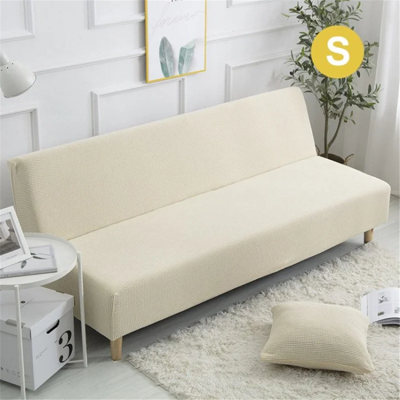 Anti-dust Sofa Cover Elastic No Armrest Sofa Bed Protective Slipcover - Yellow / Size S