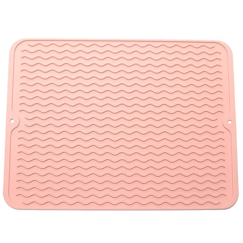 40x30cm Silicone Dish Drying Mat Kitchen Heat Insulation Anti-scald Pad - Pink