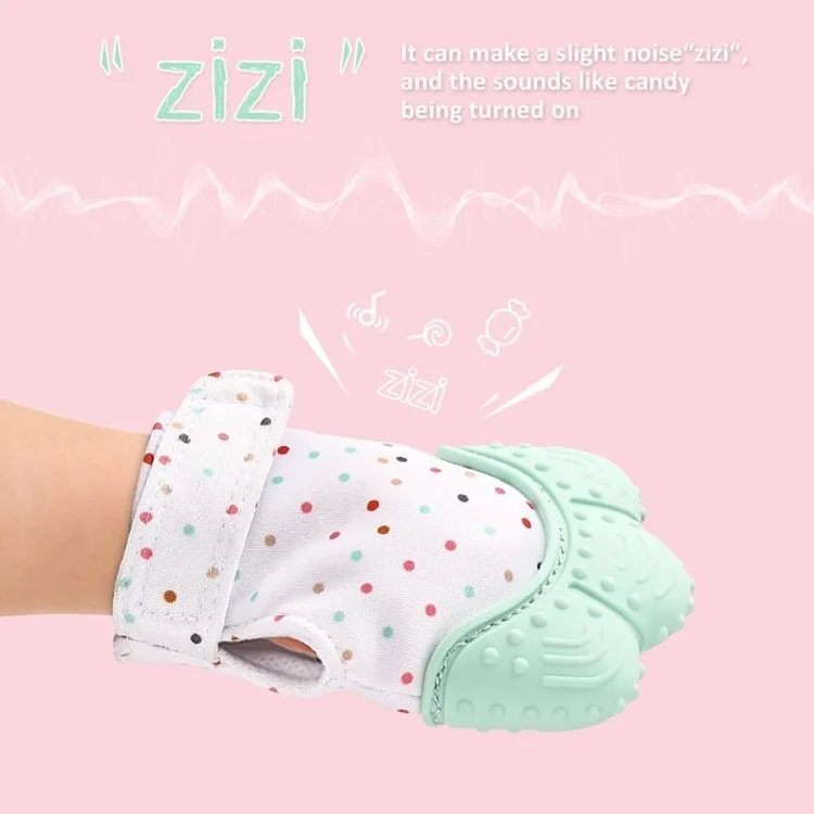 1 Pair Baby Teether Gloves Soothing Teething Mitten Anti-eating Silicone Teething Mitts (BPA-Free, FDA Certified) - Light Green