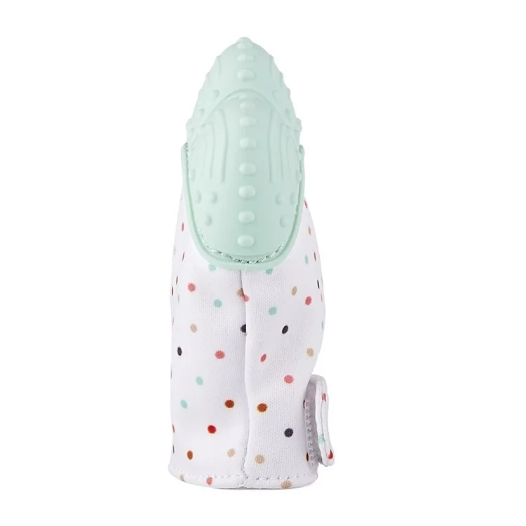 1 Pair Baby Teether Gloves Soothing Teething Mitten Anti-eating Silicone Teething Mitts (BPA-Free, FDA Certified) - Light Green