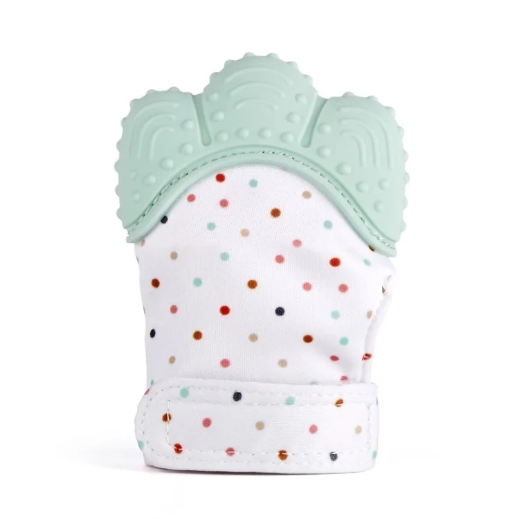 1 Pair Baby Teether Gloves Soothing Teething Mitten Anti-eating Silicone Teething Mitts (BPA-Free, FDA Certified) - Light Green