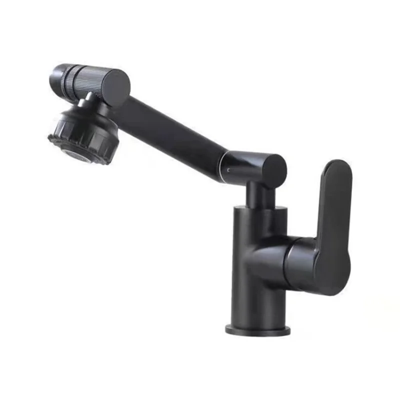 Multifunctional Arm Kitchen Sink Faucet 360° Flexible Hot Cold Mixer Tap - Black / Baking Finish