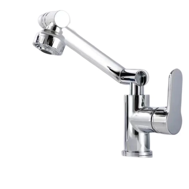 Multifunctional Arm Kitchen Sink Faucet 360° Flexible Hot Cold Mixer Tap - Silver / Electroplating