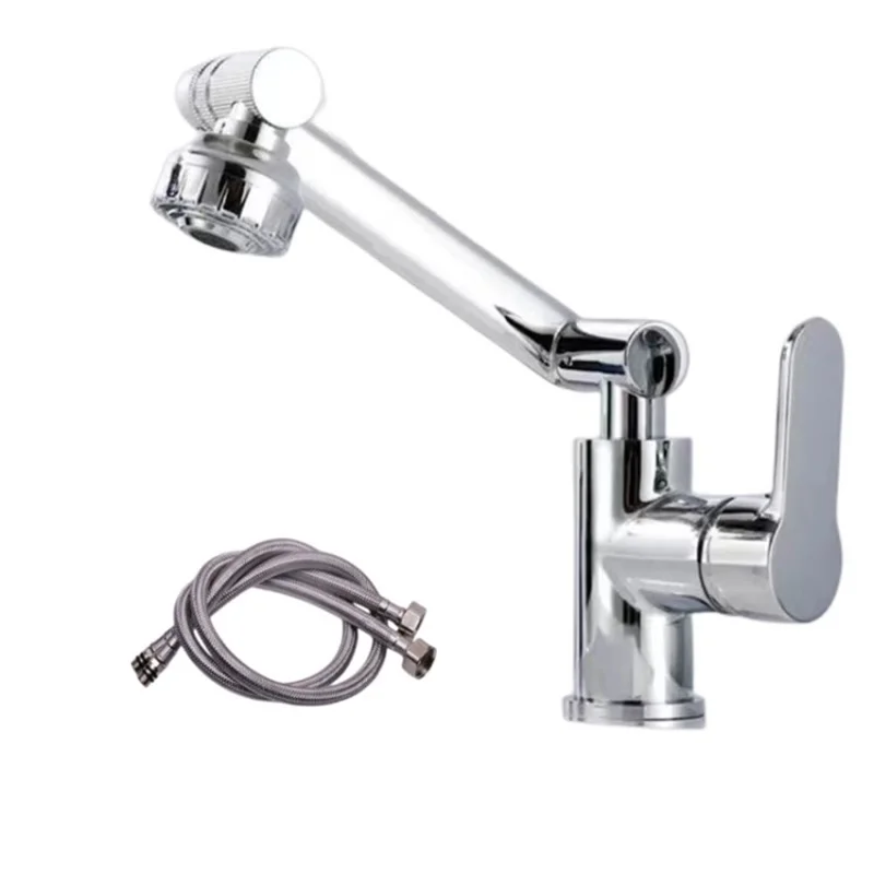 Multifunktionsarm for køkkenvaskhan 360° fleksibel varm/kold blandebatteri - Sølv / Elektropladering med rør