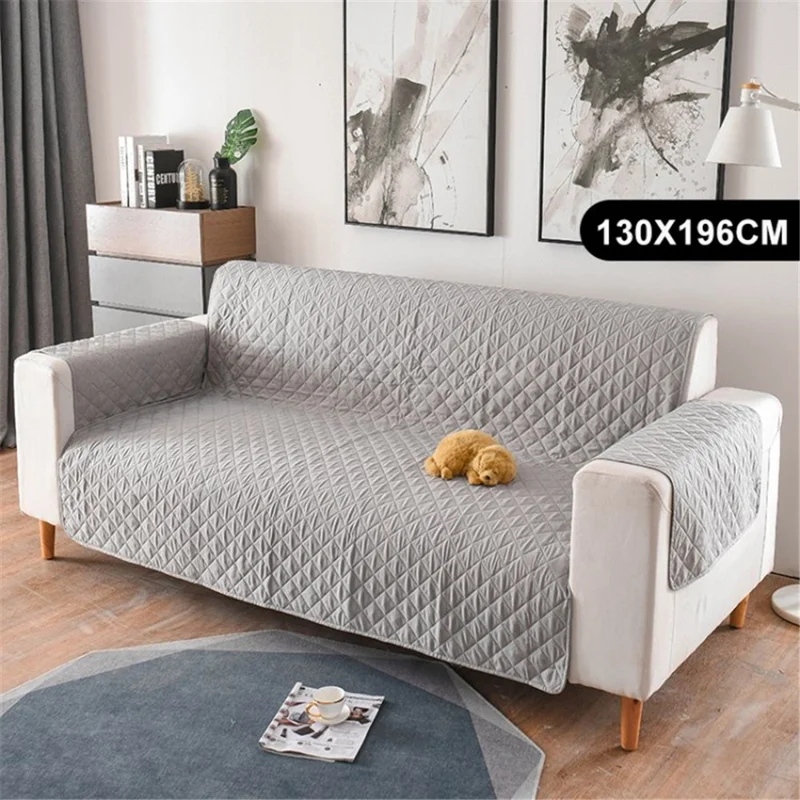 1 / 2 / 3 Seat Sofa Cover Solid Color Anti-dust Living Room Bedroom Sofa Slipcover - Grey / 2 Seat