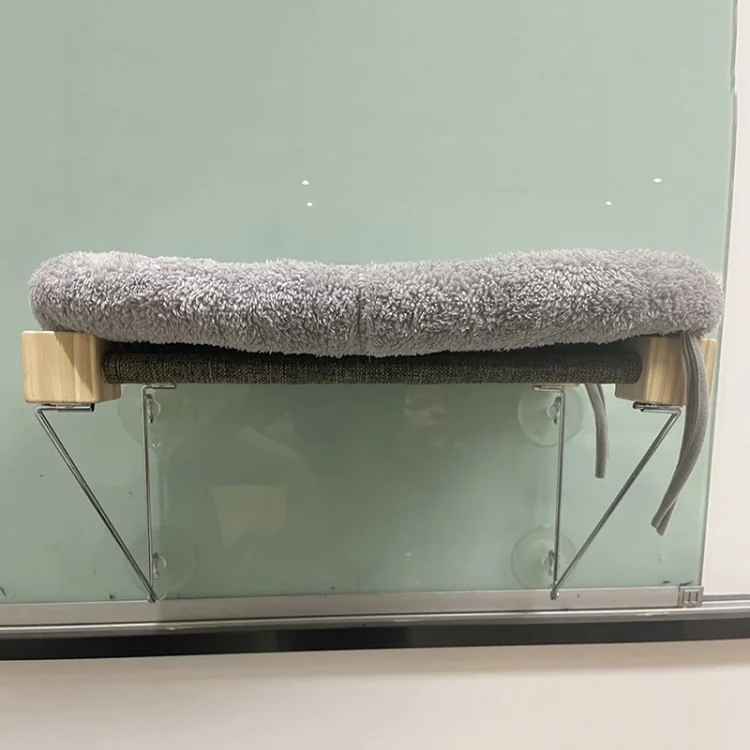 DULCII Cordless Cat Window Perch Comfortable Cat Hammock Window Seat with Suction Cups (MOQ: 200) - Light Grey