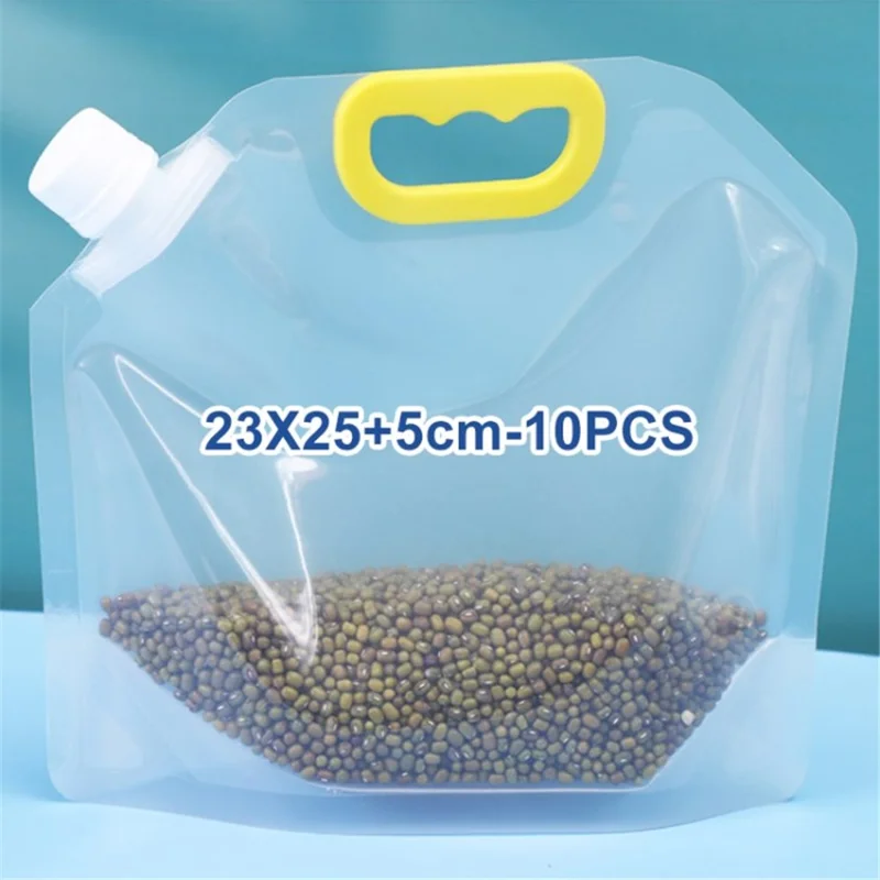 10Pcs Transparent Packaging Bags Kitchen Food Grains Airtight Moisture-proof Storage Bag - 1.5KG / 0.3mm