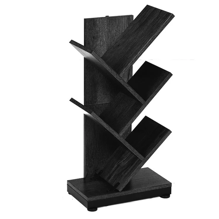 Ruboka Tree Bookshelfe 4 -tier -buchspeicher Organizer Regale Floor Stehbuch (MOQ: 300) - Schwarz
