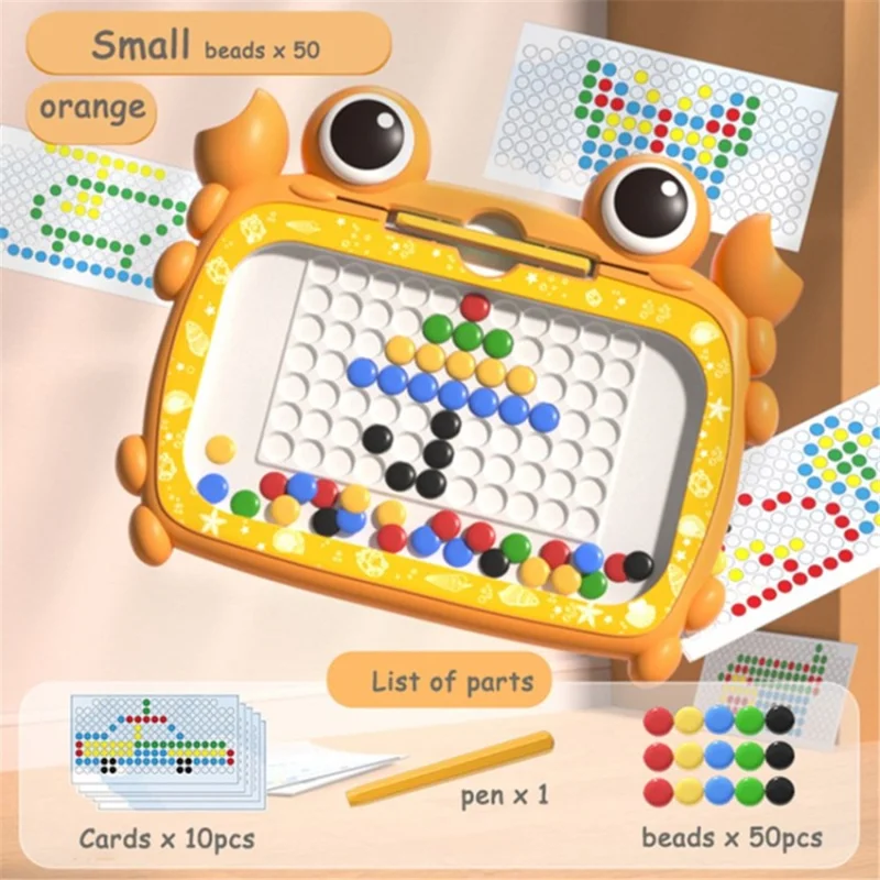 Magnetic Drawing Board Cartoon Crab Magnetic Dots Art Drawing Board Educational Toy Gift - Orange / Small Size