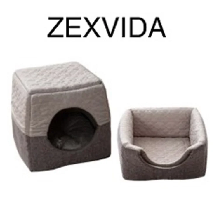 Zexvida 2-in-1 Katze Warme Höhle Faltbare Katzenhundstiere Haussofa Bett