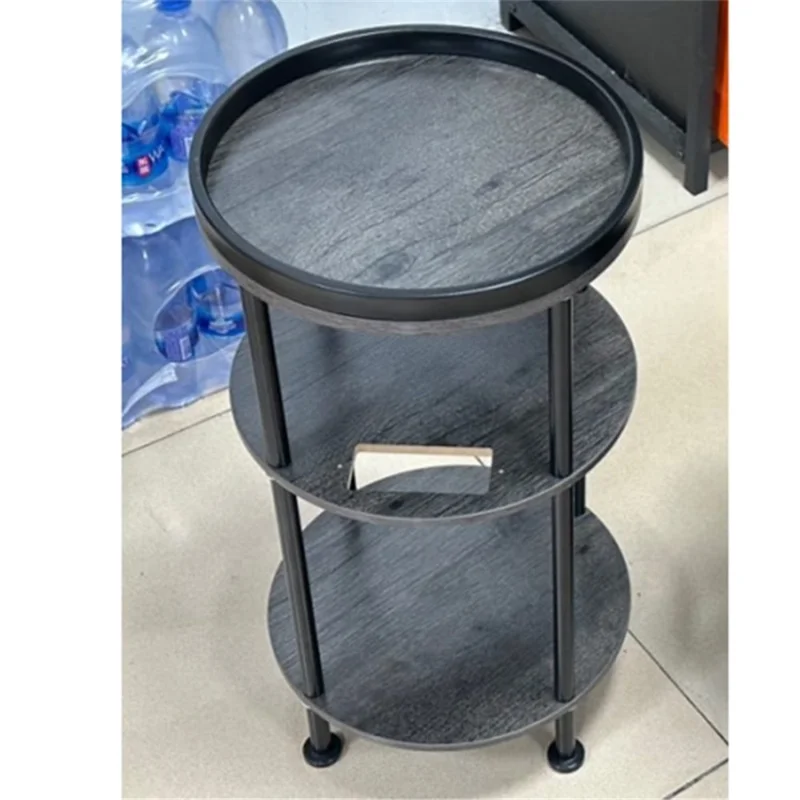 DULCII End Table with Power Outlets 3-Tier Round Side Table Coffee Table (MOQ: 200) - Grey