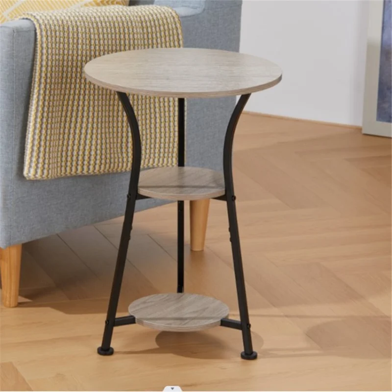 Dulcii Round al Lado de la Tabla 3 Sofá Sofá Extremo 3 Descripción de 3 Piernas Para el Dormitorio de la Sala de Estar, 38x56 cm - Oak Color (moq: 200)