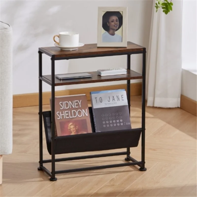 Zexvida Schmaler Endtisch Schlanker Nachttest Mit Oxford Cloth Magazine Holder, 43x18x55 cm (MOQ: 300) - Rot / Antiquitätenpapier