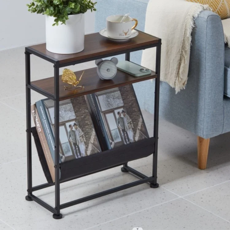 Zexvida Schmaler Beistelltisch Mit Oxford Stofftaschen -magazinhalter, 43x18x55 cm (MOQ: 300) - Kirschfarbe