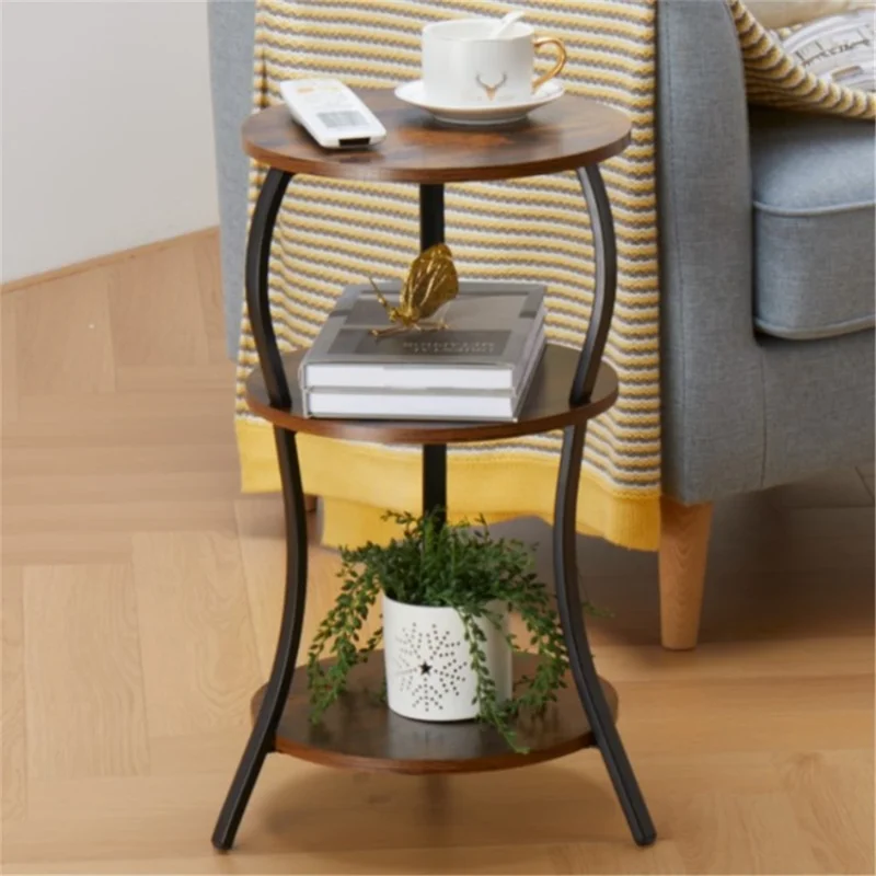 DULCII 3-Tier Round End Table Wooden Shelves Side Table for Living Room Bedroom 30x55cm (MOQ: 200)