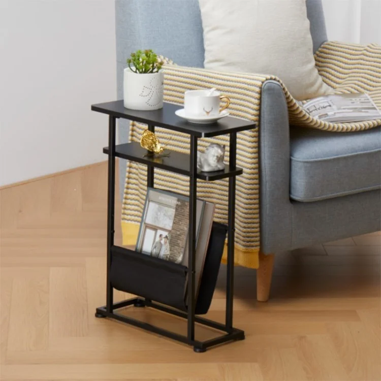 Zexvida Table Final de 2 Camadas Tabela Lateral, 424x180x550mm, Preto (MOQ: 200)