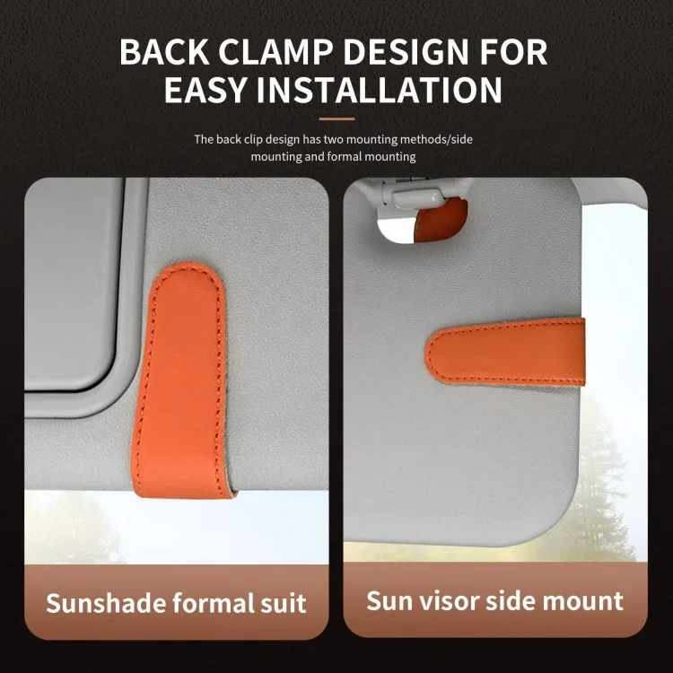 Car Sunglasses Holder Vehicle Visor Clip Magnetic PU Leather Sun Glasses Eyeglass Hanger - Grey