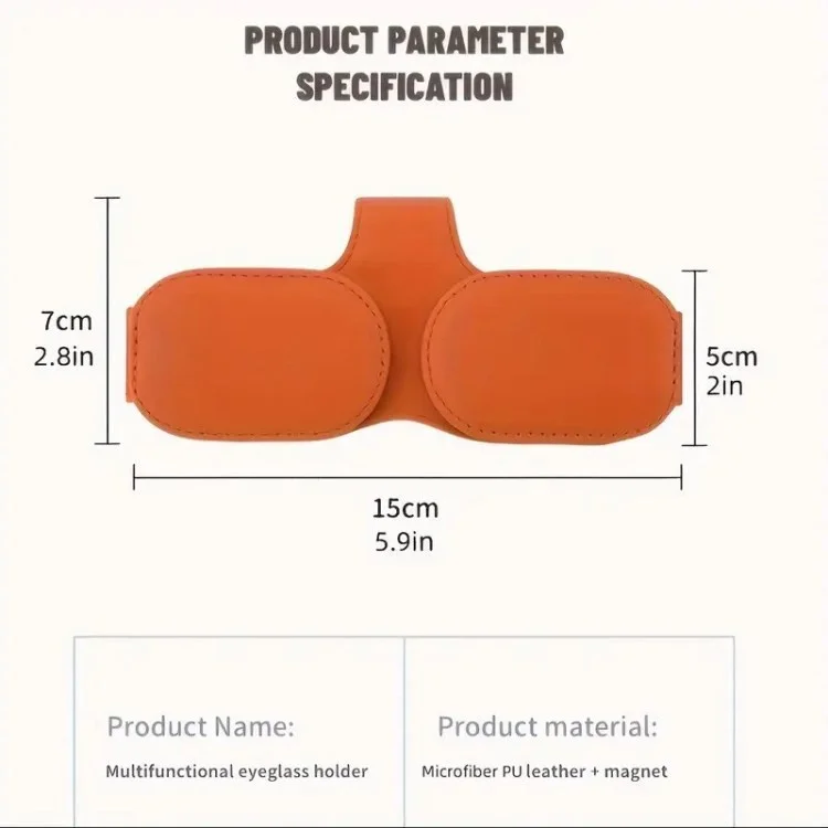 Car Sunglasses Holder Vehicle Visor Clip Magnetic PU Leather Sun Glasses Eyeglass Hanger - Grey