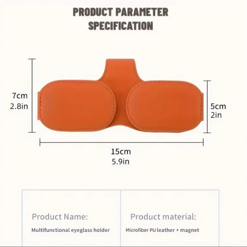 Car Sunglasses Holder Vehicle Visor Clip Magnetic PU Leather Sun Glasses Eyeglass Hanger - Beige