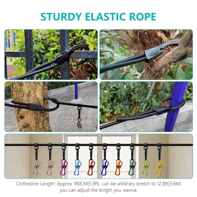 Stendibiancheria Senza Pugno Domestico Per Auto da Bordo Per Asciugatura da Campeggio Esterno - Black+clip Nere