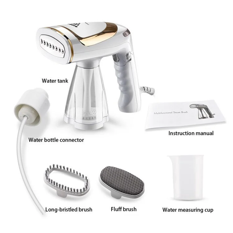 1600W Foldable Handheld Garment Steamer 250ml Water Tank Automatic Steam Brush Hanging Ironing Machine - White+Single Gear / EU Plug