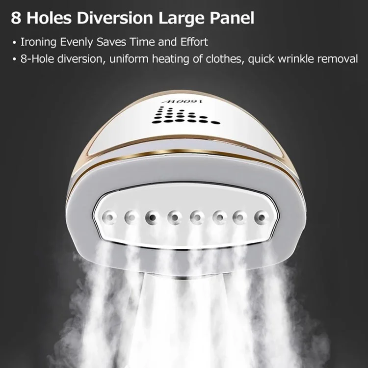 1600W Foldable Handheld Garment Steamer 250ml Water Tank Automatic Steam Brush Hanging Ironing Machine - White+Single Gear / EU Plug