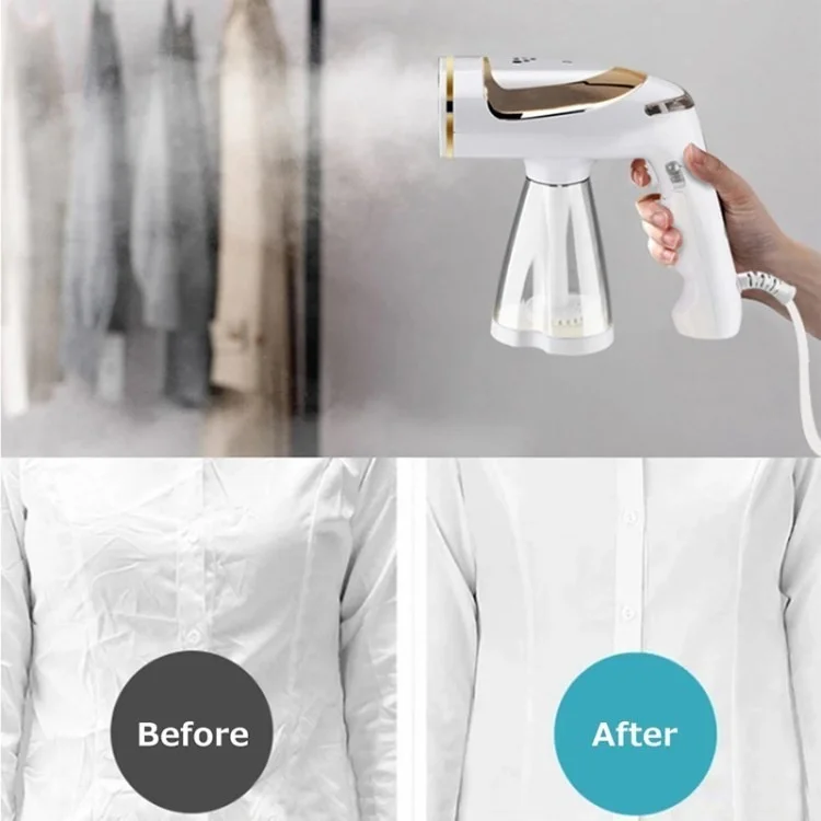 1600W Foldable Handheld Garment Steamer 250ml Water Tank Automatic Steam Brush Hanging Ironing Machine - White+Single Gear / EU Plug
