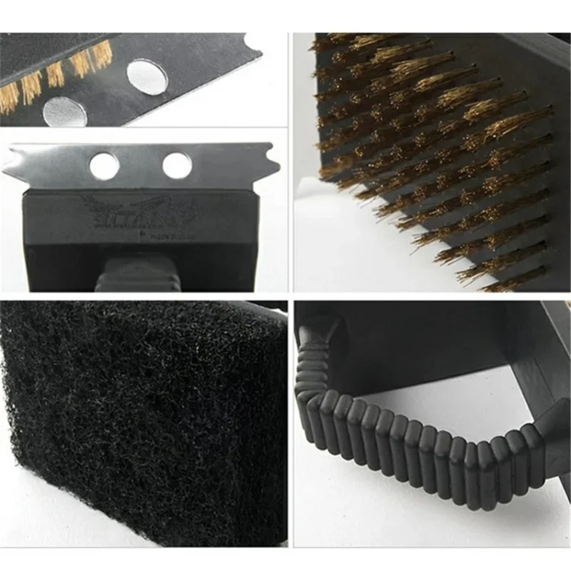 3-in-1 Barbecue Copper Wire Brush Stainless Steel Scraper BBQ Cleaning Tool