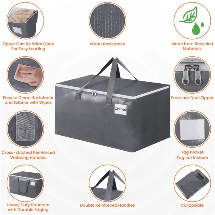 Sac à Bagages Pliables Pour Déplacer le Sac de Rangement de Vêtements de Courtepointe de Grande Capacité - Noir