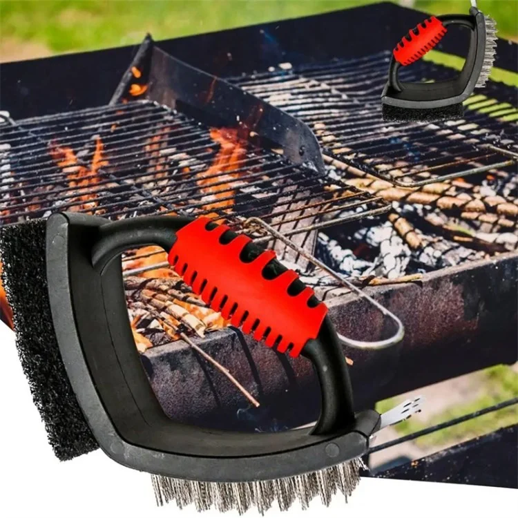 Fio de Aço de Limpeza de 3 em 1 de Churrasco / Arame de Cobre Churrasco Raspando Raspador - Escova de Arame de Aço
