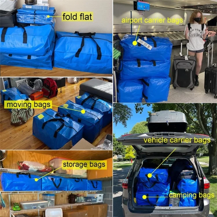 PP Moving Tote Beutel Verdickte Wasserdichte Gepäckverpackung Aufbewahrungsbeutel - Blau