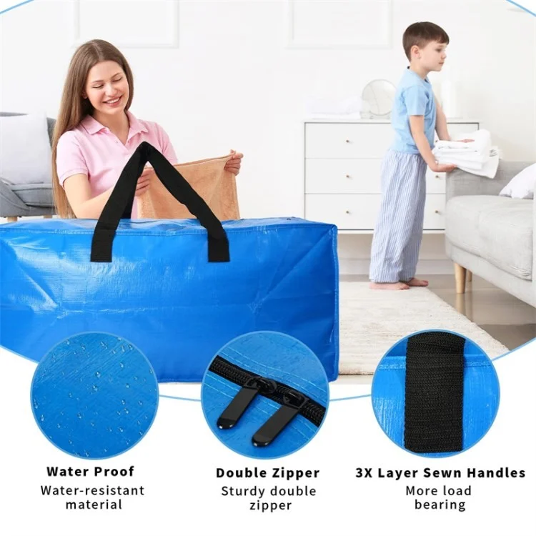 PP Moving Tote Beutel Verdickte Wasserdichte Gepäckverpackung Aufbewahrungsbeutel - Blau