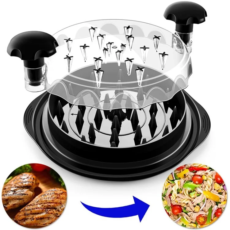 Poulet Mincer Machine de Déchiqueteuse de Couvercle Transparent de Poitrine de Poulet de Poulet (sans Bpa, Certifié Fda) - Noir