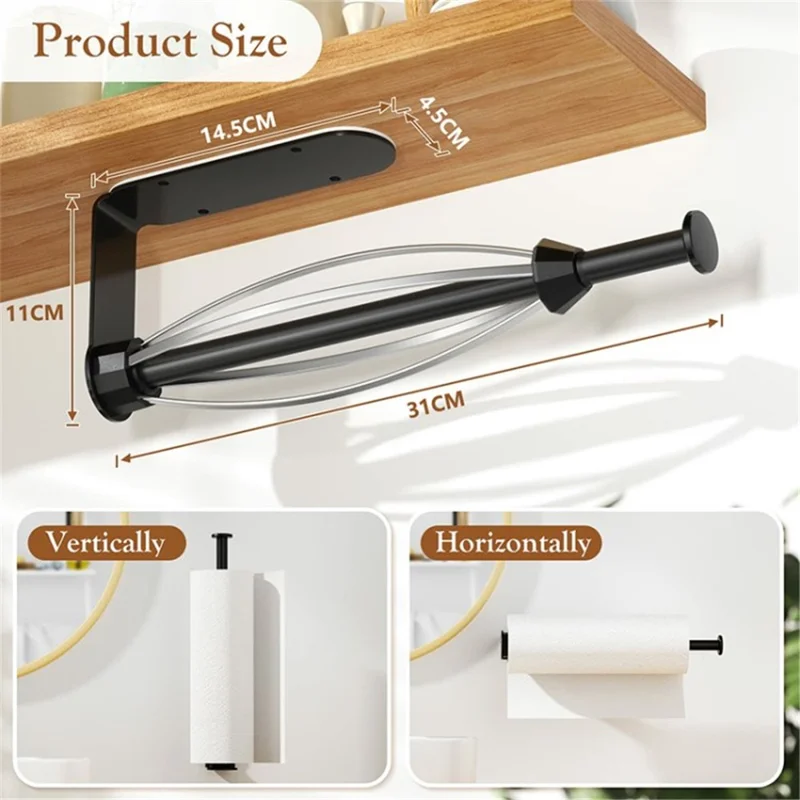 Suporte de Toalhas de Papel Com Amortecimento de Papel Higiênico Suporte Para Cozinha de Banheiro - Preto