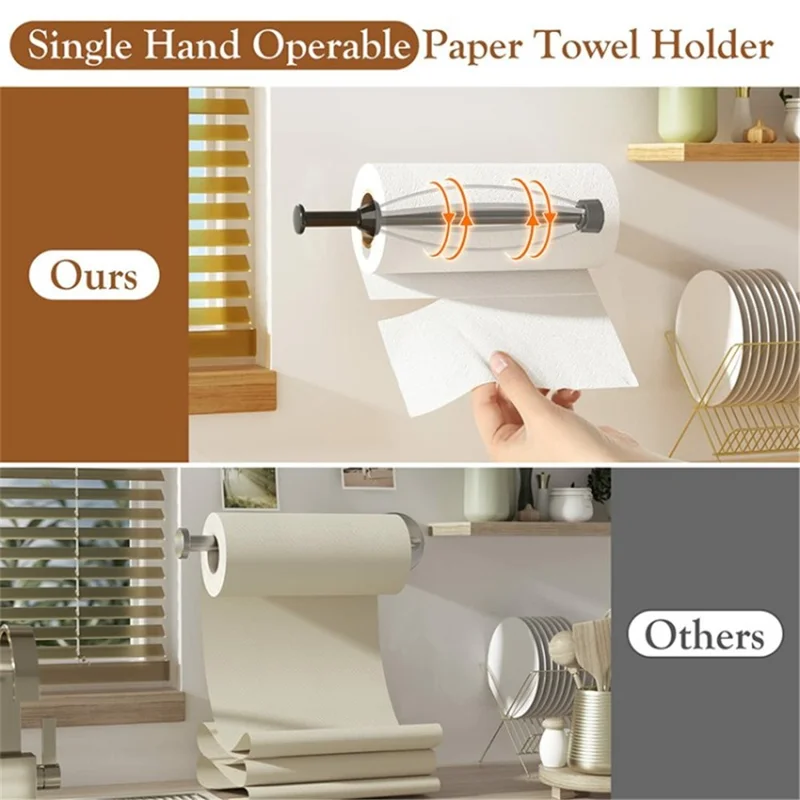 Suporte de Toalhas de Papel Com Amortecimento de Papel Higiênico Suporte Para Cozinha de Banheiro - Preto