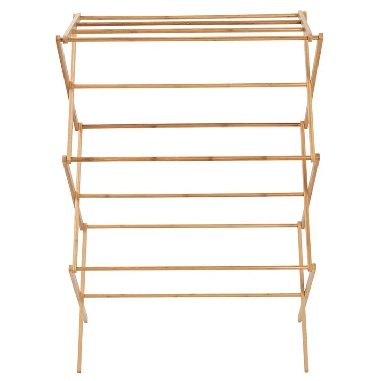 Rack de Seca de Roupas Dobráveis ​​rack de Lavanderia Sólida Para Roupas, Toalhas - Cor de Madeira