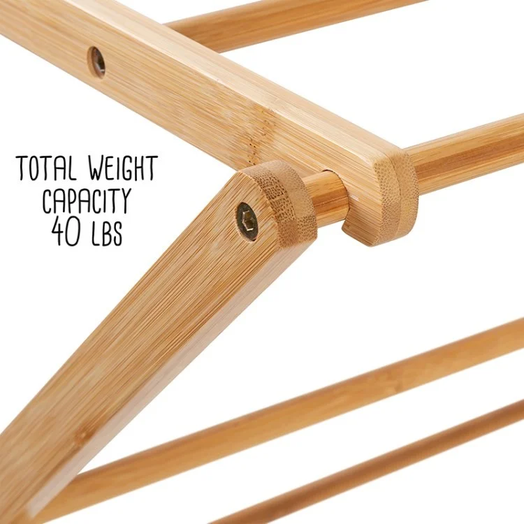 Rack de Seca de Roupas Dobráveis ​​rack de Lavanderia Sólida Para Roupas, Toalhas - Cor de Madeira