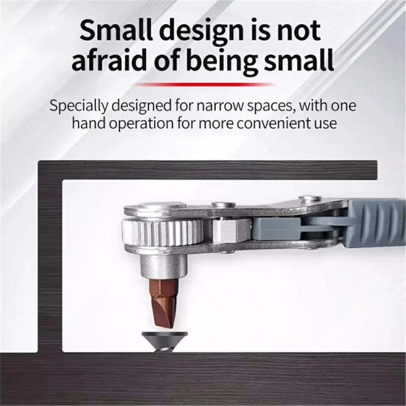 Chrome Vanadium Steel Magnetic Two-Way Ratchet Screwdriver Repair Tool with 4 Bits - Grey